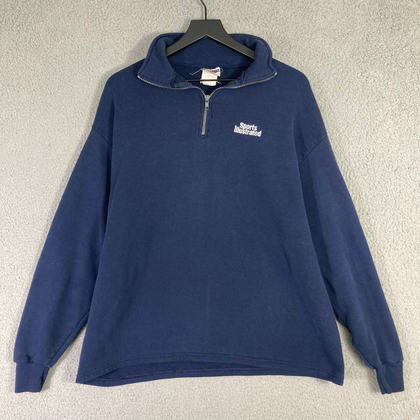 Jerzees Vintage Sports Illustrated Men's XL Navy 1/4 Zip Sweatshirt Size US XL / EU 56 / 4 - 6 Thumbnail