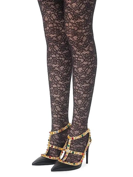 Valentino os11x0126 Rockstud Calfskin Pumps 100mm Crystals Multicolor Size US 9 / IT 39 - 7 Thumbnail