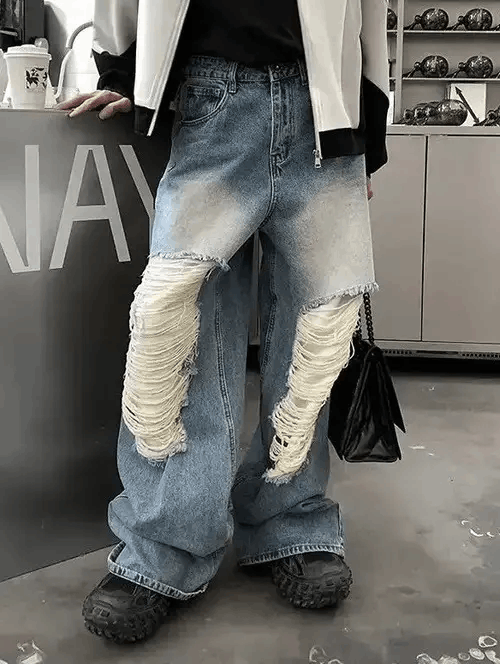 Japanese Brand × Jean Washed vintage ripped raw baggy jeans Size US 32 / EU 48 - 2 Thumbnail