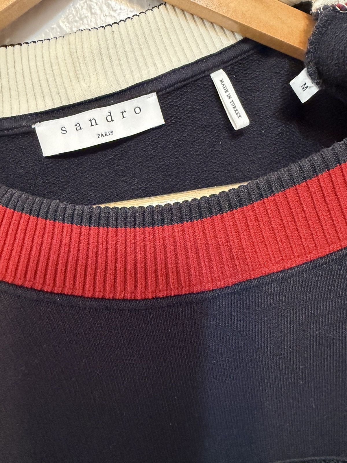 Sandro Sandro Men's Sweater M Navy Crew Long Sleeve Trim Panther Size US M / EU 48-50 / 2 - 4 Thumbnail