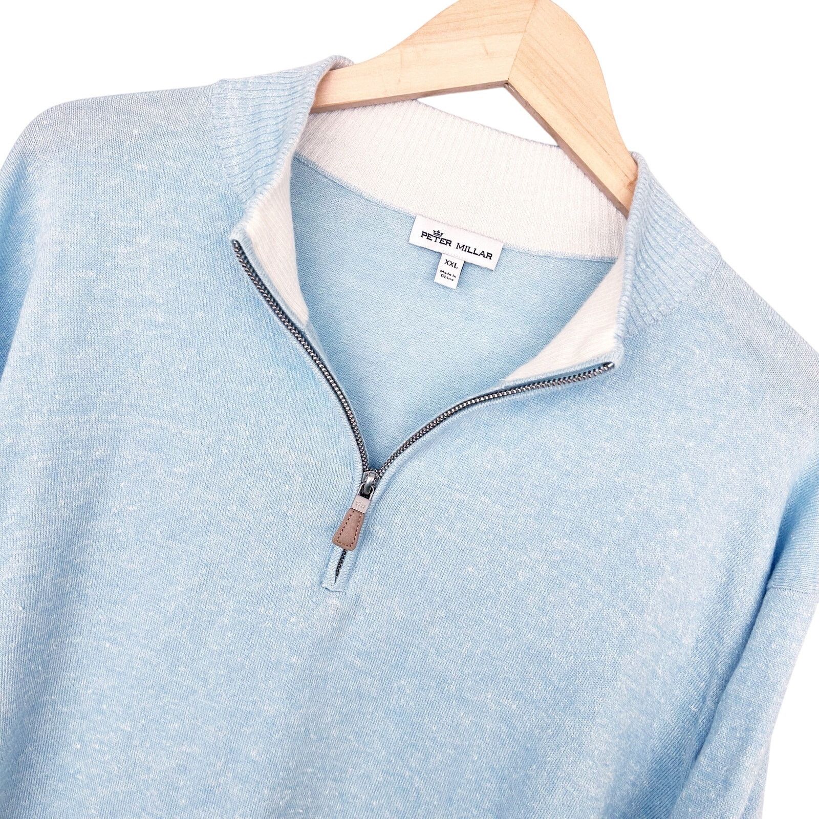 Peter Millar Peter Millar Crown Cool Blue Merino Wool Linen Sweater XXL Size US XXL / EU 58 / 5 - 1 Thumbnail