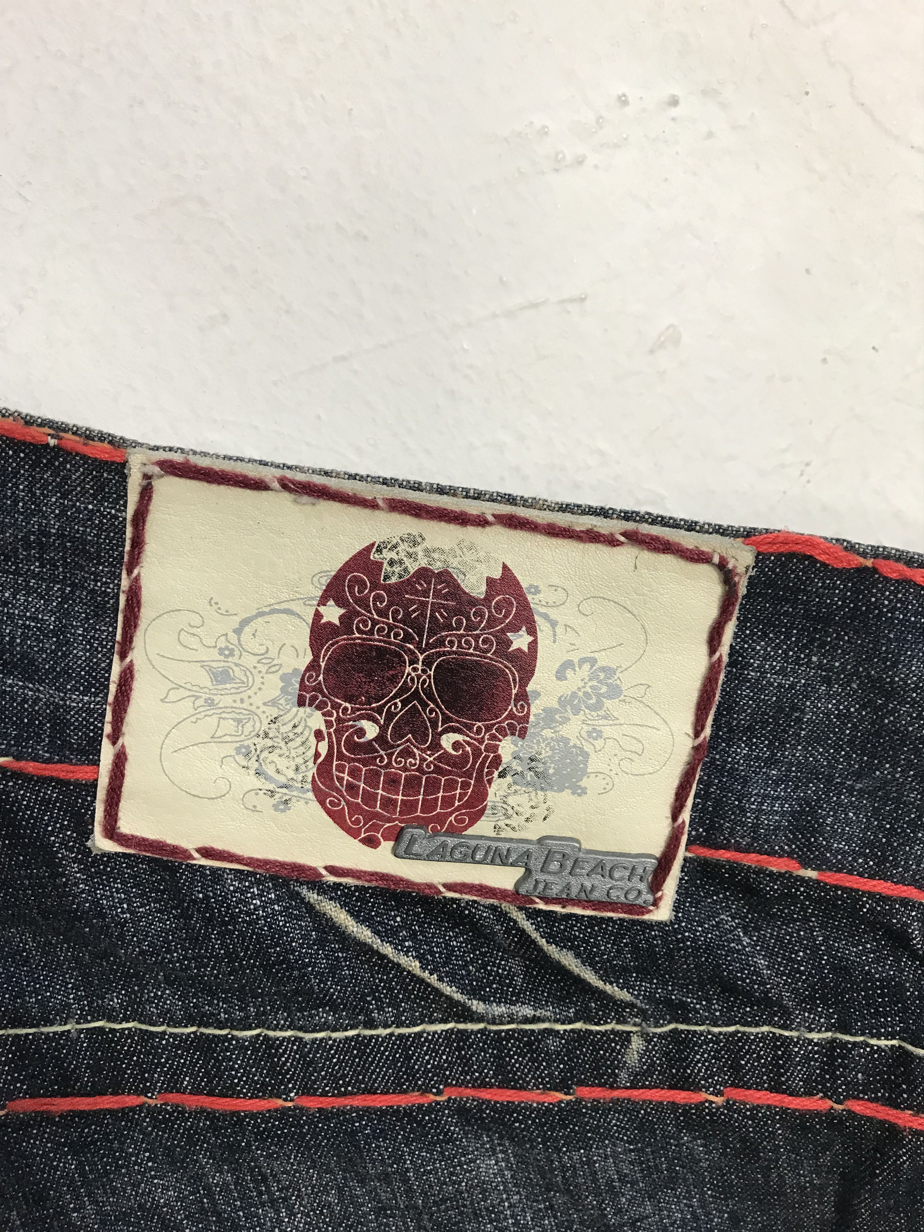 Vintage Laguna Beach Jean Co Cross Skull Logo Indigo Denim Size US 34 / EU 50 - 6 Thumbnail