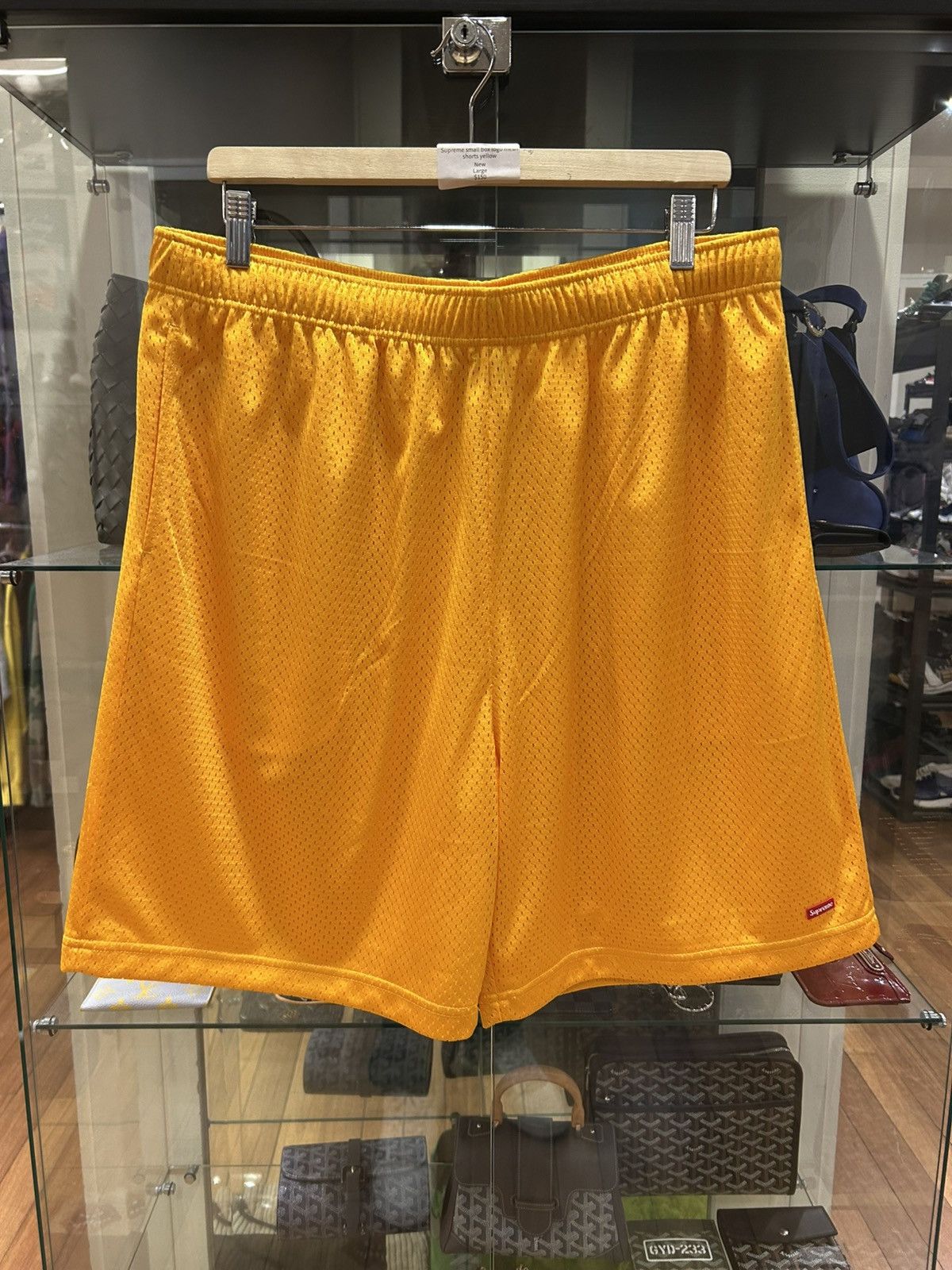 Supreme Supreme Mesh Box Logo Shorts - Yellow Size US 34 / EU 50 - 1 Thumbnail