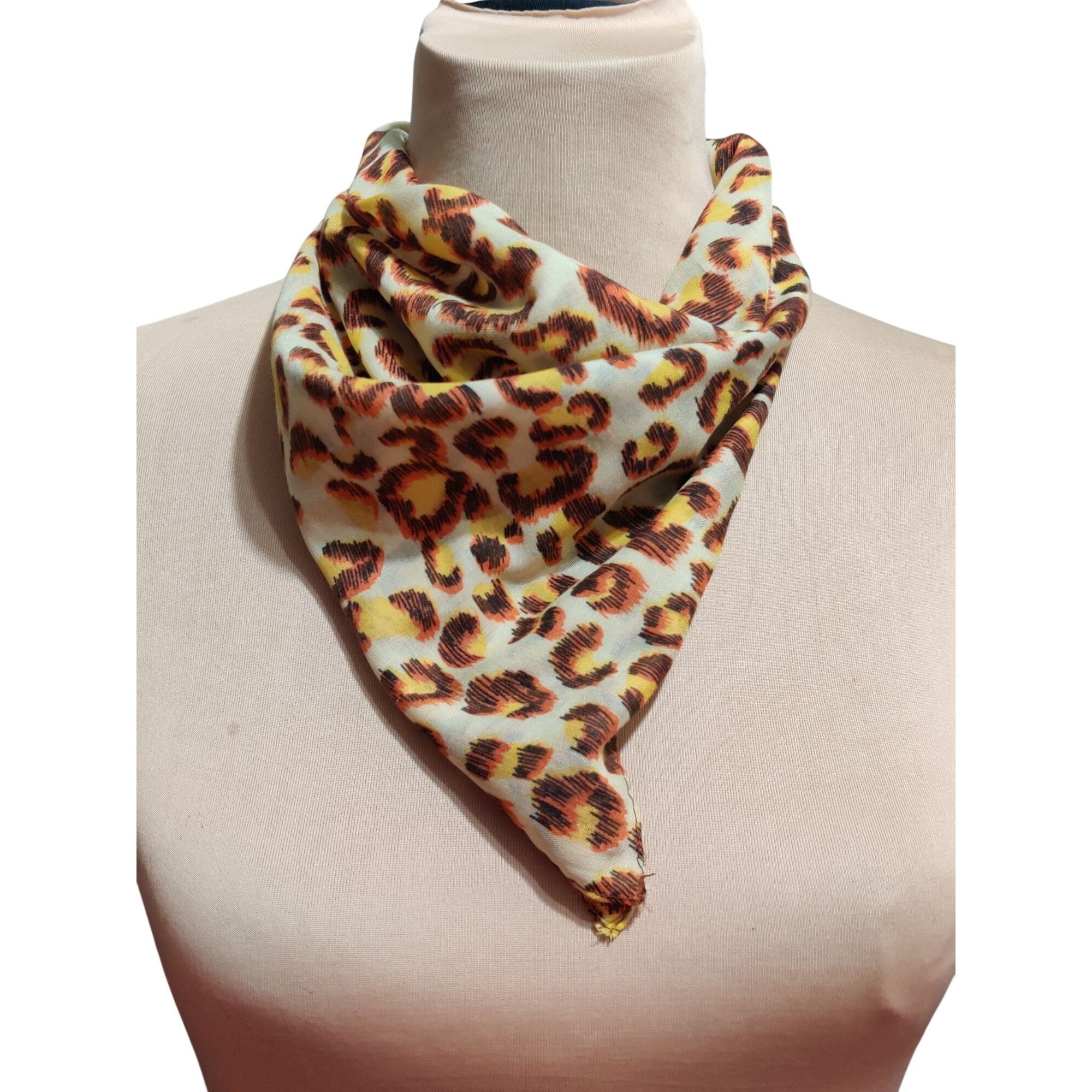 Other Womens Leopard Print Scarf Square Lightweight Cotton Neutral Size ONE SIZE - 10 Thumbnail
