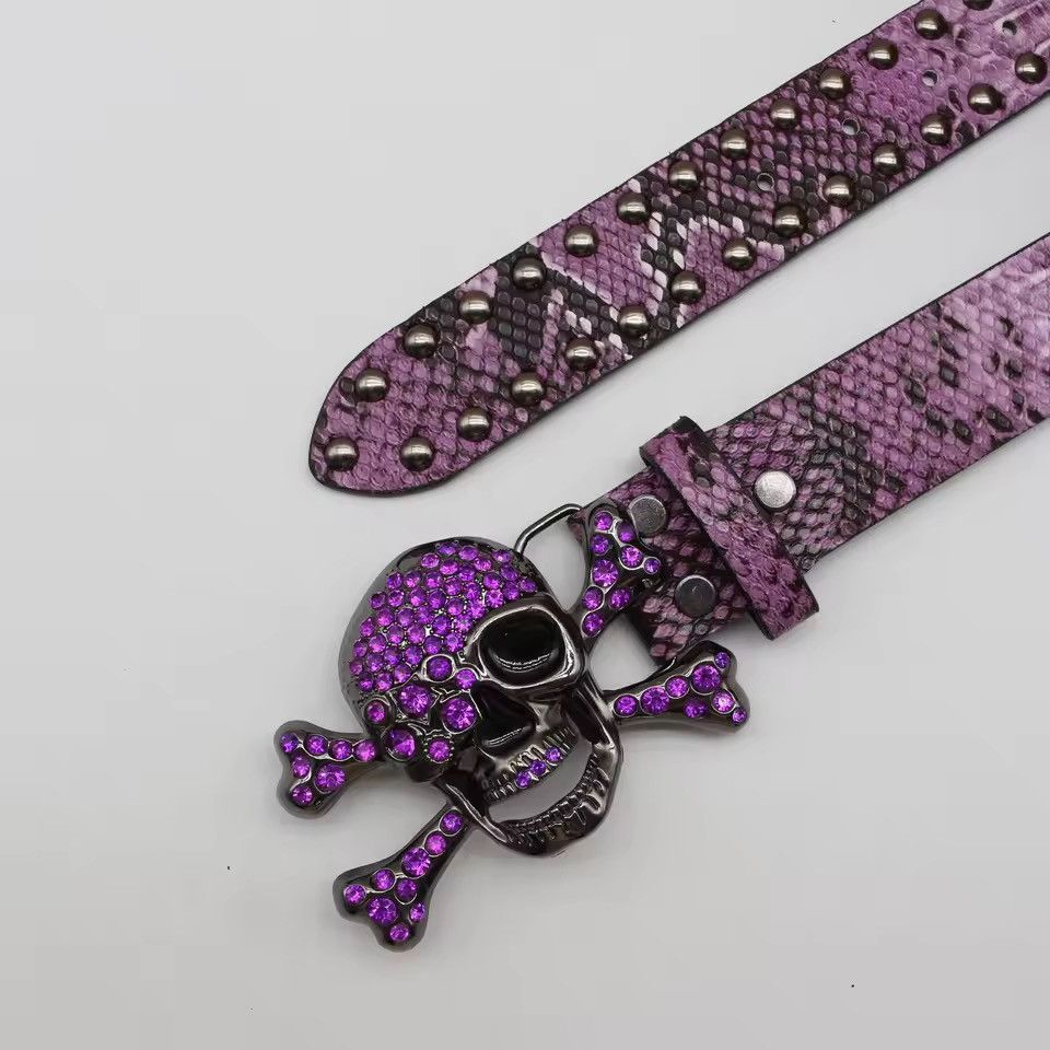 Japanese Brand 105 cmRhinestone Skull Halloween Belt Size ONE SIZE - 5 Thumbnail