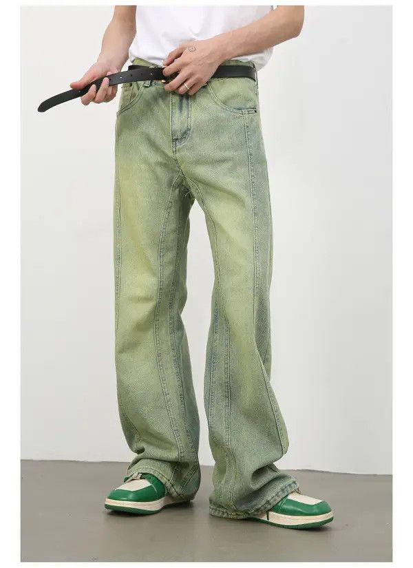 Japanese Brand Men's distressed patchwork retro loose flared jeans Size US 32 / EU 48 - 2 Thumbnail
