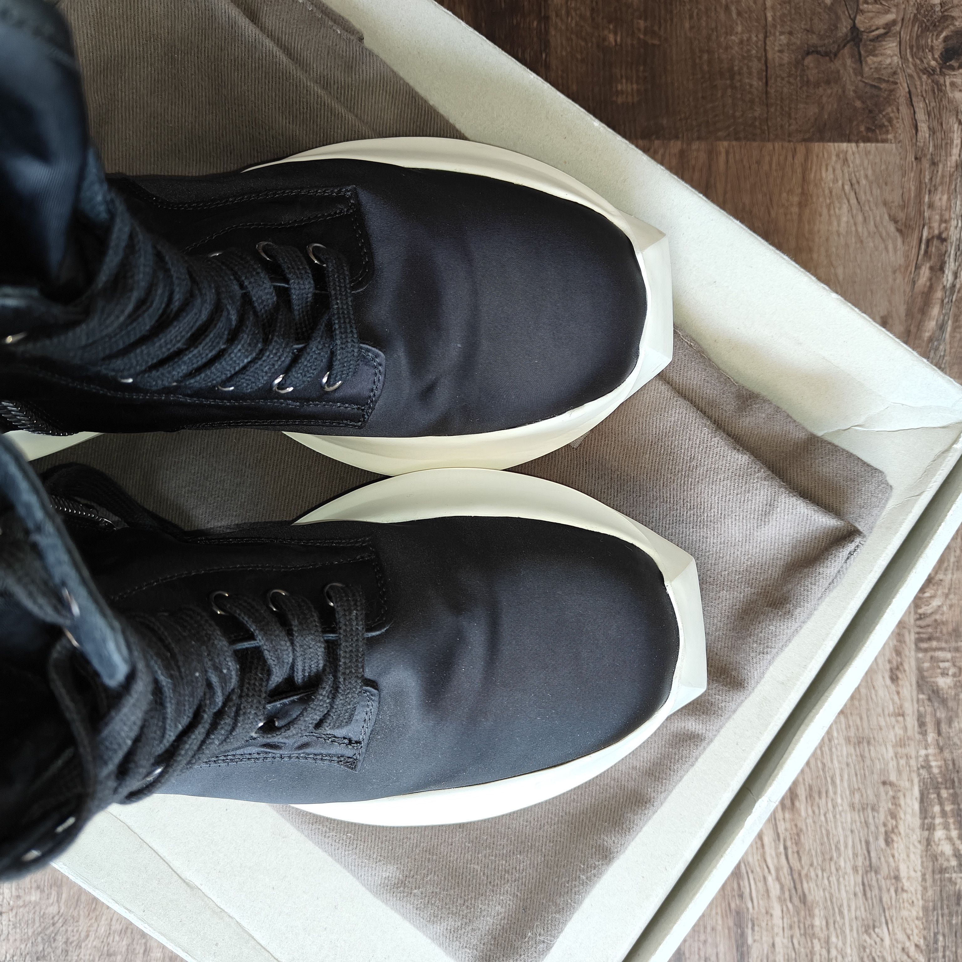 Rick Owens Drkshdw split sole army trainer boots black milk, dustbag Size US 8 / EU 41 - 18 Thumbnail