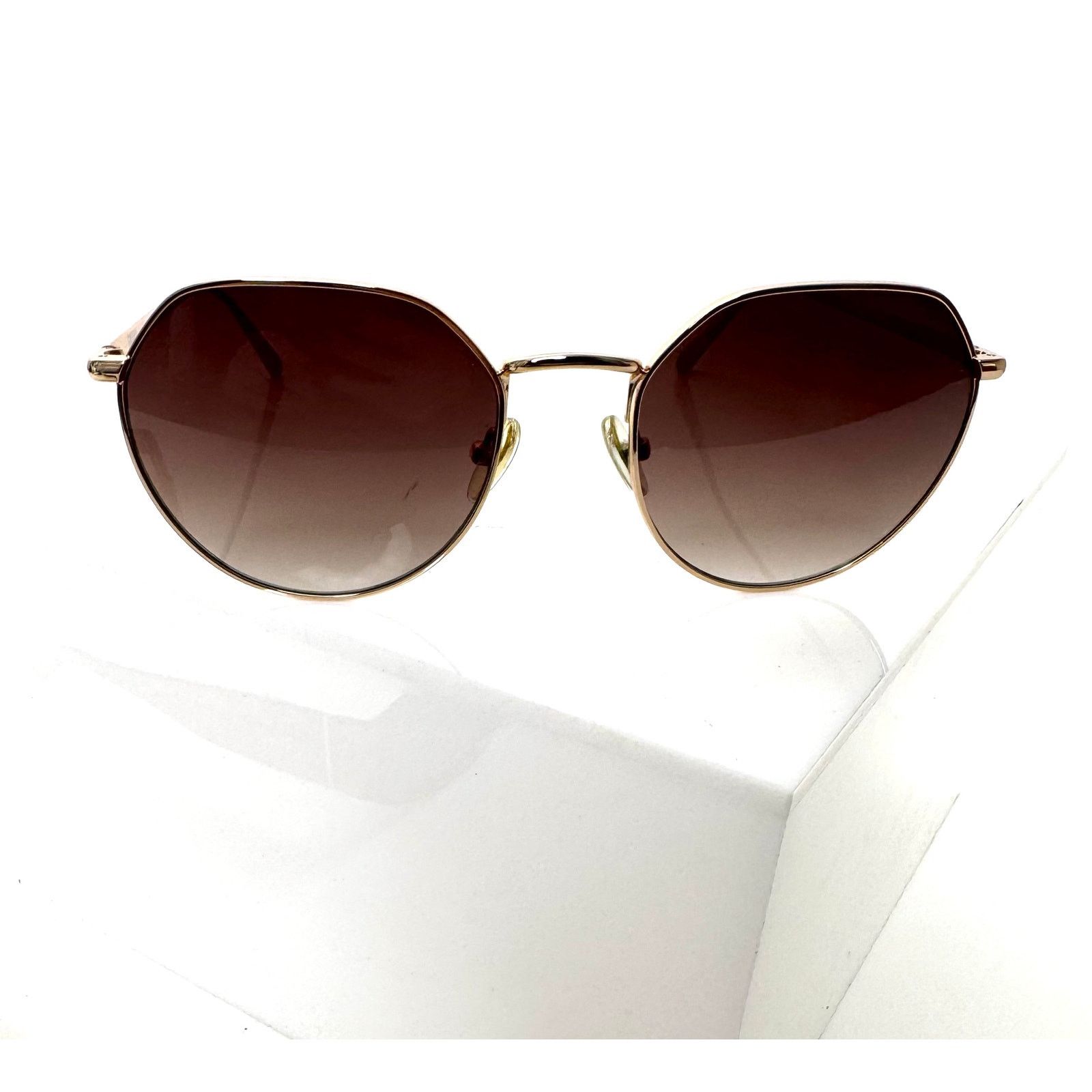 Quay NWOT Rooftop Brown Gold Round Sunglasses