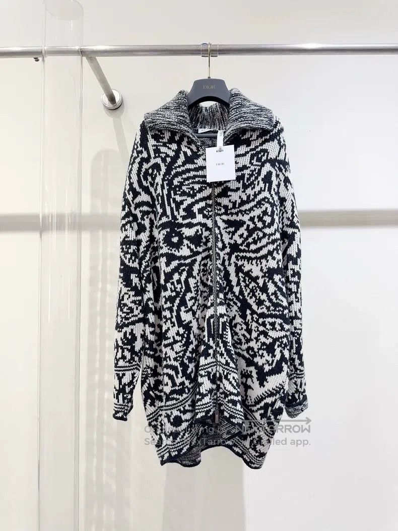 Dior Dior Black and white jacquard cardigan coat Size M / US 6-8 / IT 42-44 - 1 Thumbnail