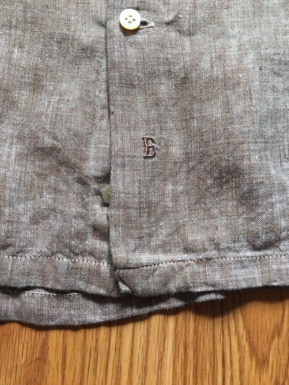 Emmett Emmett London Pure Linen Slim Fit Men’s Brown Shirt XL Size US XL / EU 56 / 4 - 6 Thumbnail