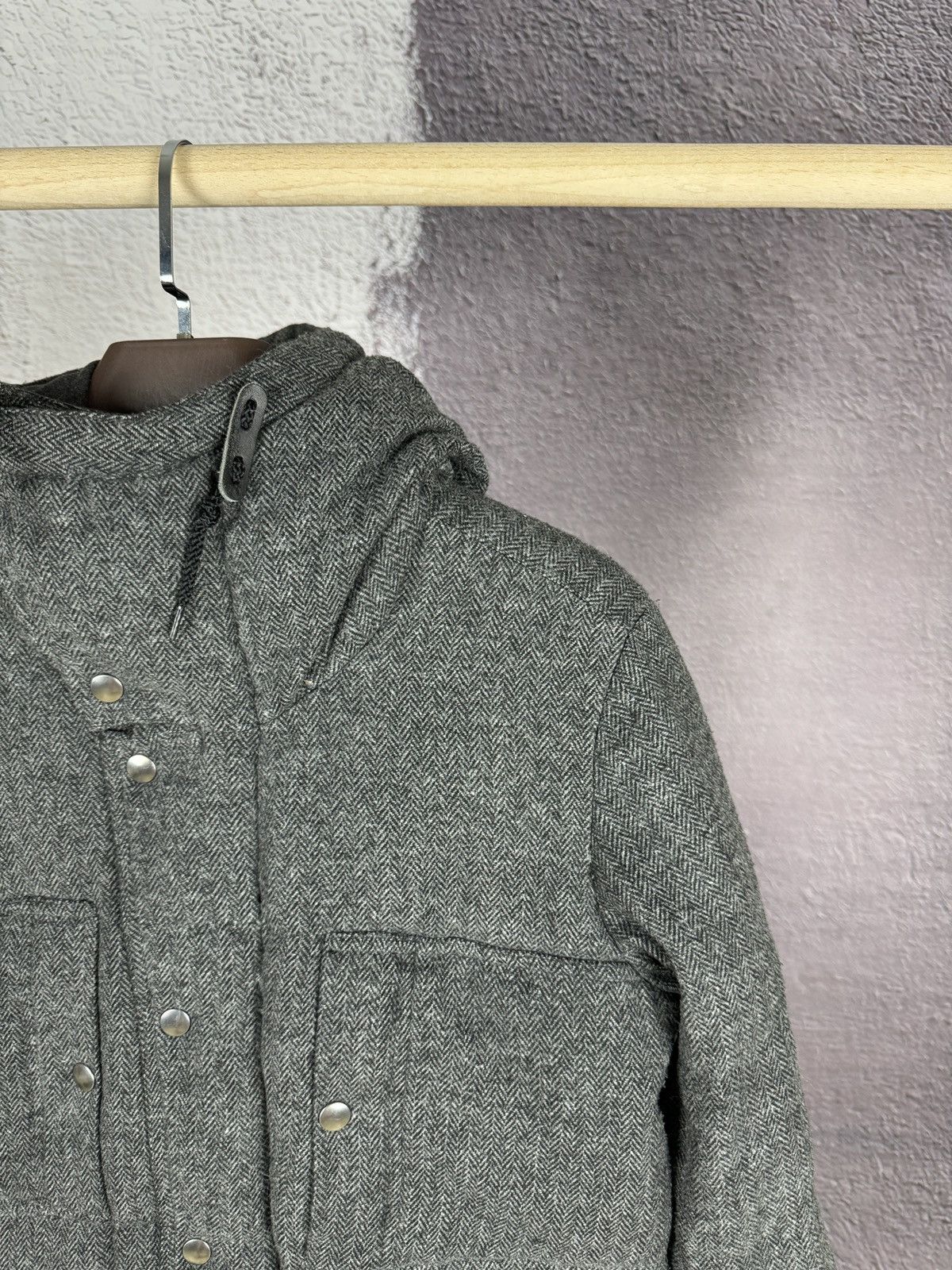 Japanese Brand Stooge & Co grey wool herringbone down puffer jacket Size US M / EU 48-50 / 2 - 4 Thumbnail