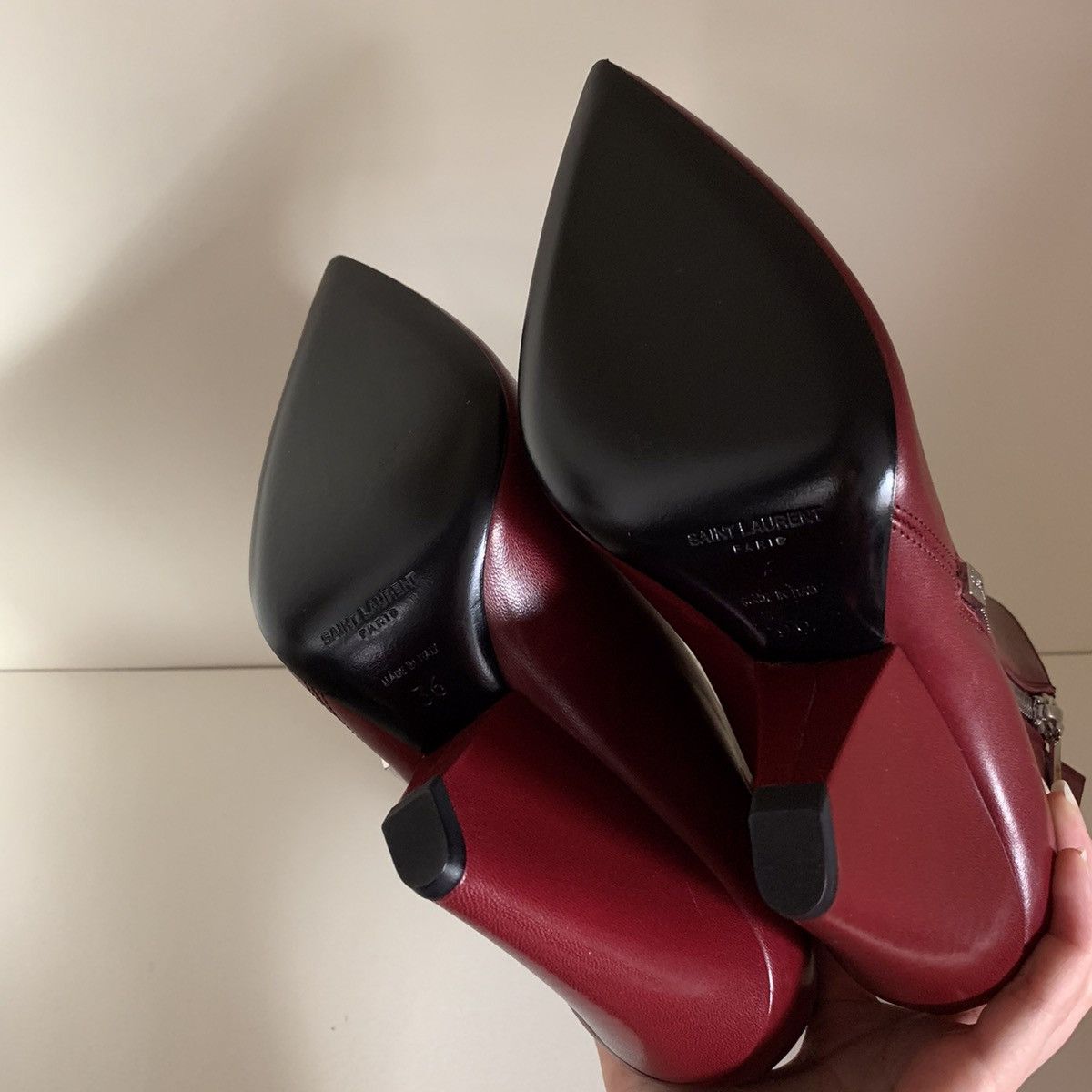 Saint Laurent Paris Burgundy leather zip up boots Size US 6 / IT 36 - 3 Thumbnail