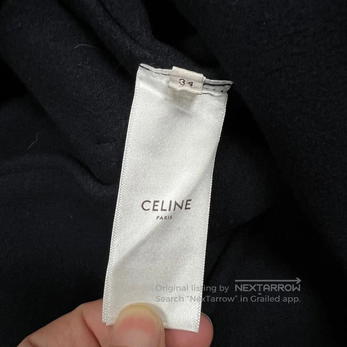Celine CELINE SIZE 34 Gold-embossed Navy Blue Wool Coat| Size S / US 4 / IT 40 - 8 Thumbnail