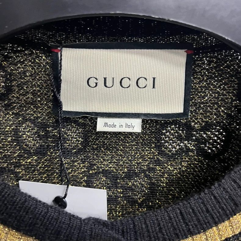 Gucci Gucci Black Swarovski full print pattern logo long-sleeved Size M / US 6-8 / IT 42-44 - 2 Thumbnail
