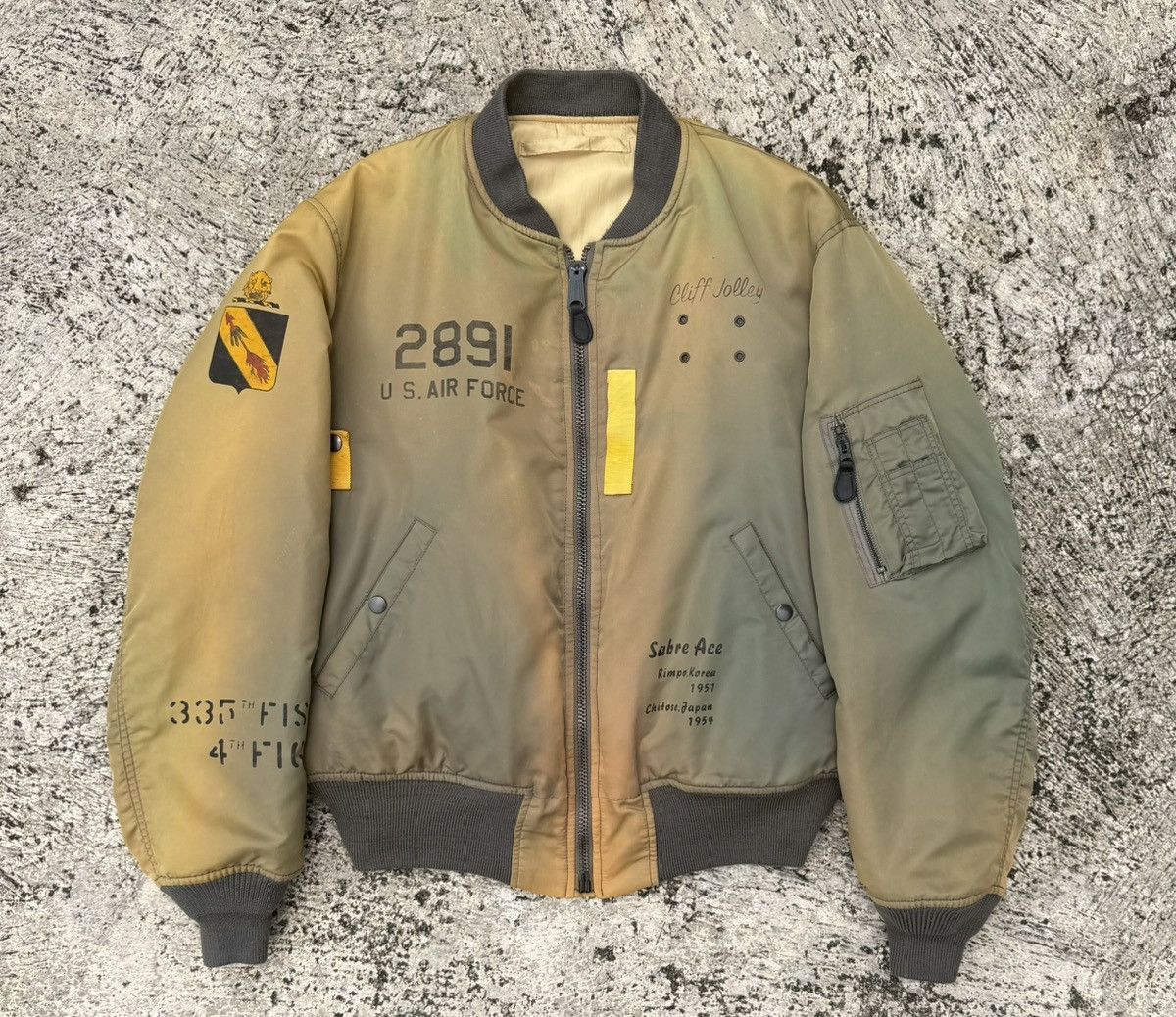 Avirex VTG MA-1 Flight Jacket Art Sabre Ace Korea Japan Bomber Size US L / EU 52-54 / 3 - 13 Thumbnail