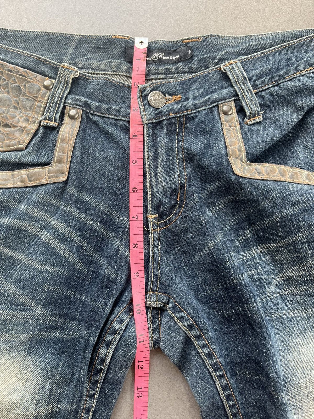Tornado Mart 2000s JAPANESE ROOT THREE FLARE DENIM CROCODILE LEATHER Size US 30 / EU 46 - 15 Thumbnail