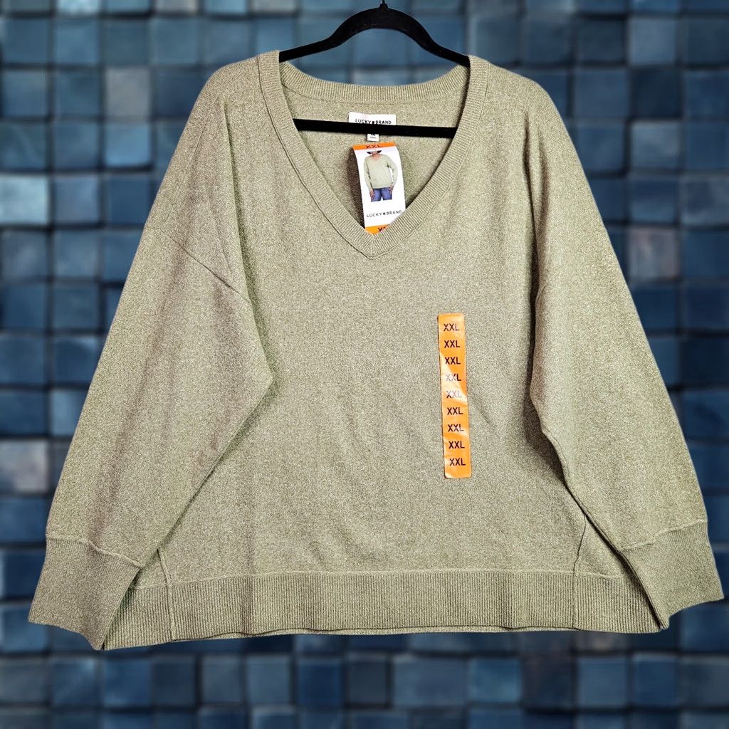 Lucky Brand Lucky Brand Women's XXL V-Neck Sweater Green Relaxed Knit Pullover NEW Pullover Knit Green Modern Casual 2XL Womens Size XXL / US 16-18 / IT 52-54 - 1 Thumbnail