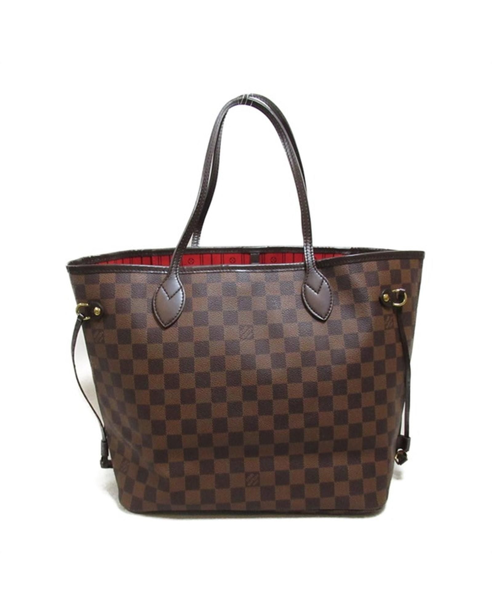 image of Louis Vuitton Brown Damier Neverfull Mm Designer Bag In Excellent Condition, Women's