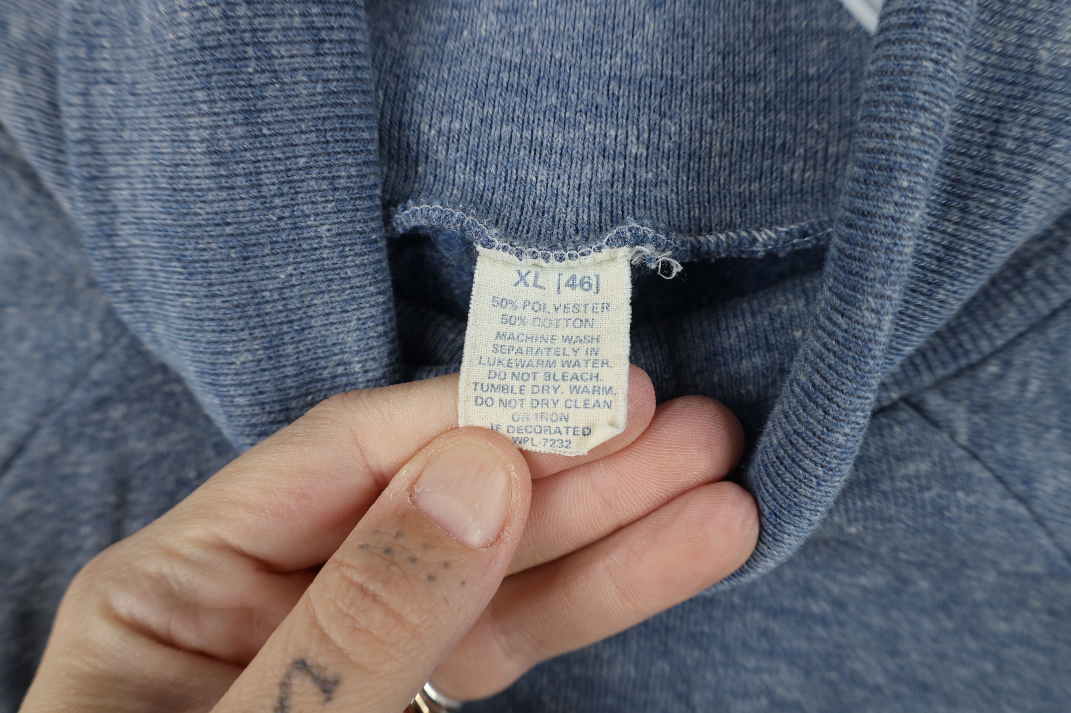 Vintage Vintage 60s 70s Streetwear Turtleneck Sweatshirt Blue USA Size XL / US 12-14 / IT 48-50 - 8 Thumbnail