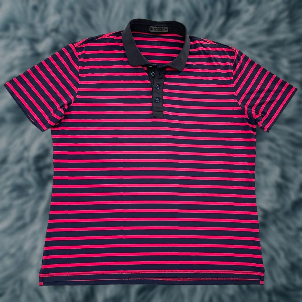 G/FORE VINTAGE G/Fore Polo Shirt Adult XL Red Blue Striped Short Sleeve Button Logo Casual Mens Size US XL / EU 56 / 4 - 1 Thumbnail