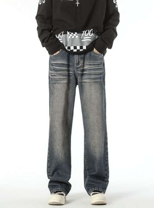 Japanese Brand × Jean American straight street casual distressed jeans Size US 34 / EU 50 - 1 Thumbnail