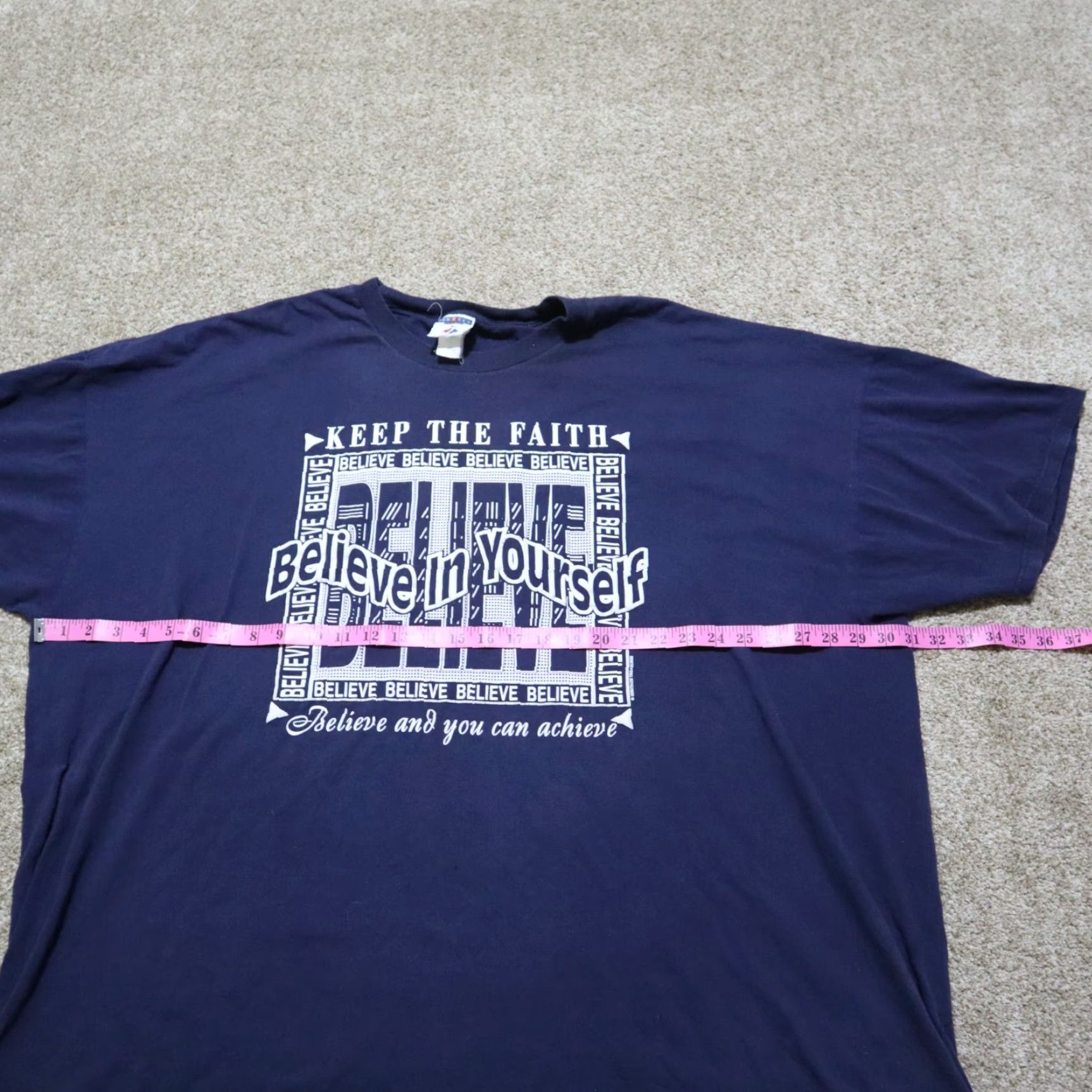 Vintage Vintage Christian Faith T-Shirt Men 4XL Believe In Yourself Cotton Casual Short Sleeve Blue Size US XXL / EU 58 / 5 - 4 Thumbnail