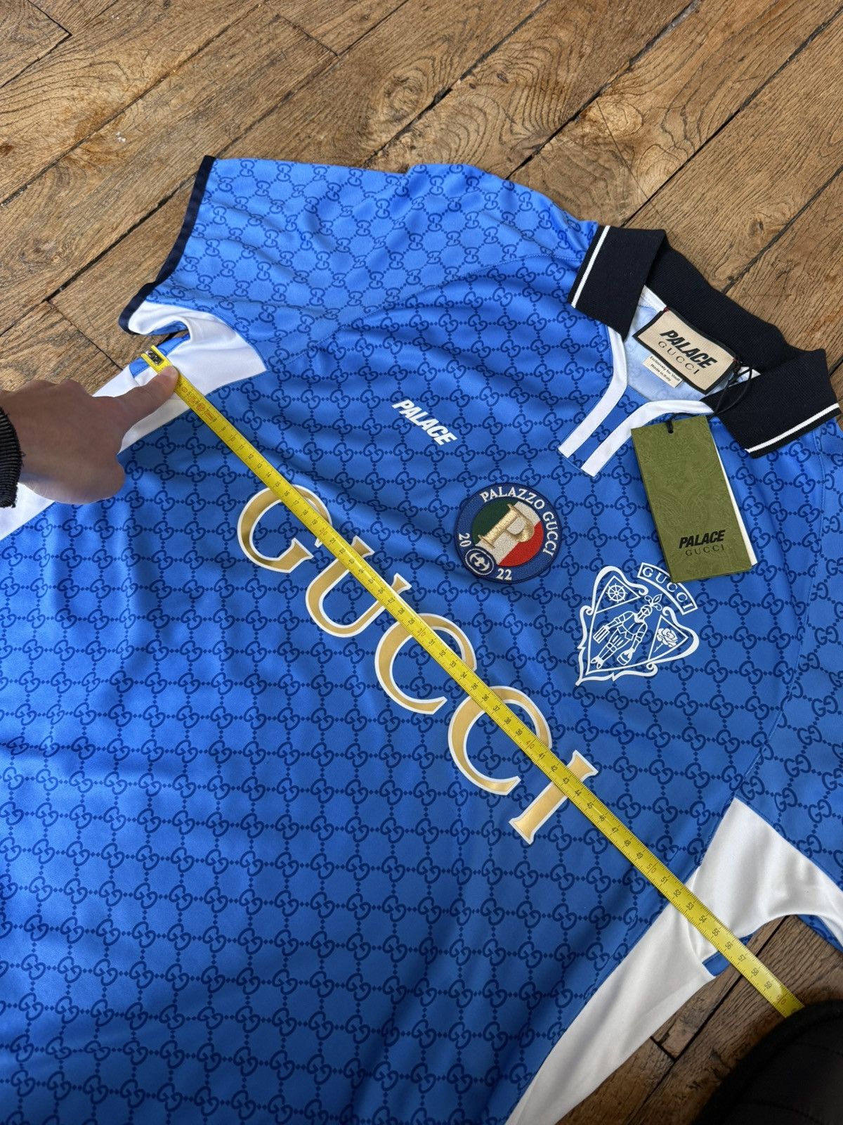 Gucci × Palace Gucci X Palace blue all over GG logo monogram print jersey Size US M / EU 48-50 / 2 - 7 Thumbnail