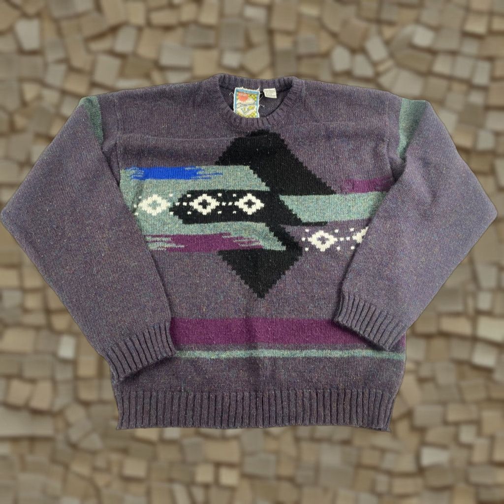 Vintage Concrete Sweater Mens Size M Purple Pullover Wool Blend Crew Neck Long Sleeve Knitted Size US M / EU 48-50 / 2 - 1 Thumbnail