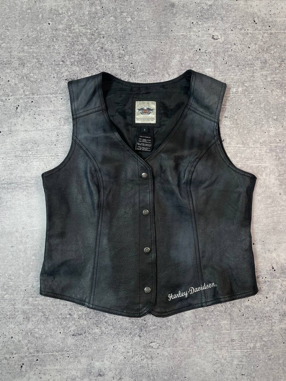 Harley Davidson Vintage Harley Davidson Women Leather Vest Y2K Size L / US 10 / IT 46 - 4 Thumbnail