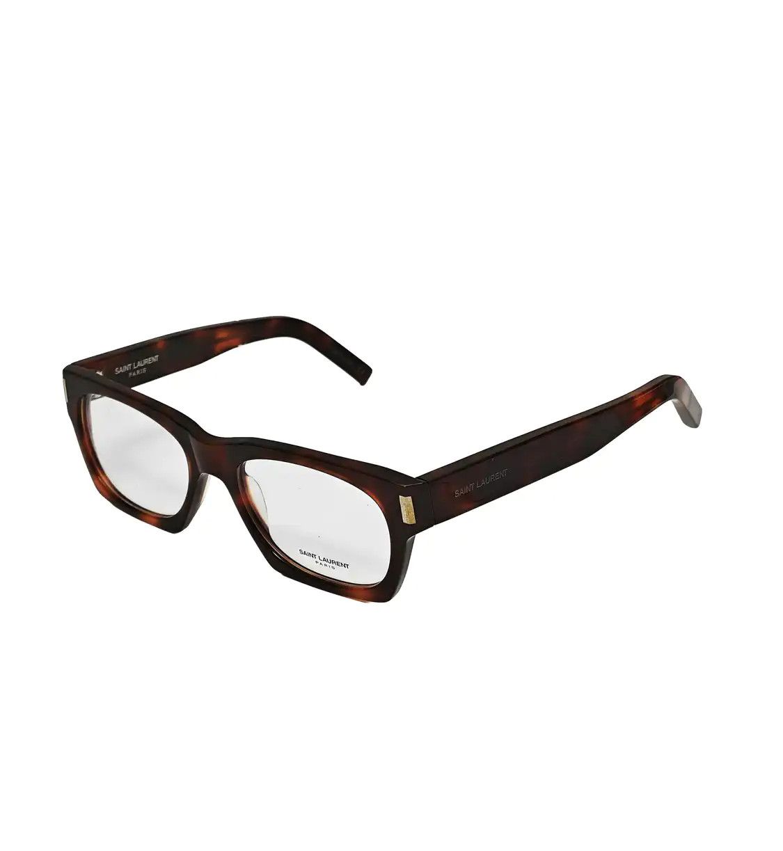 Saint Laurent Paris Ysl Transparent Long Square Synthetic Clear Glasses One Size in Brown, Men's
