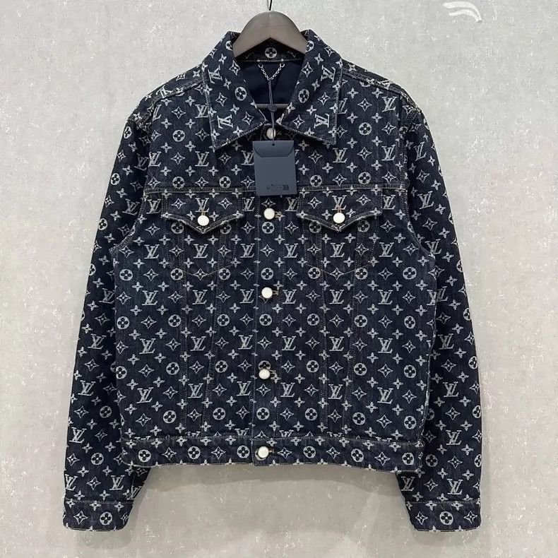 louis vuitton denim jacket with logo pattern
