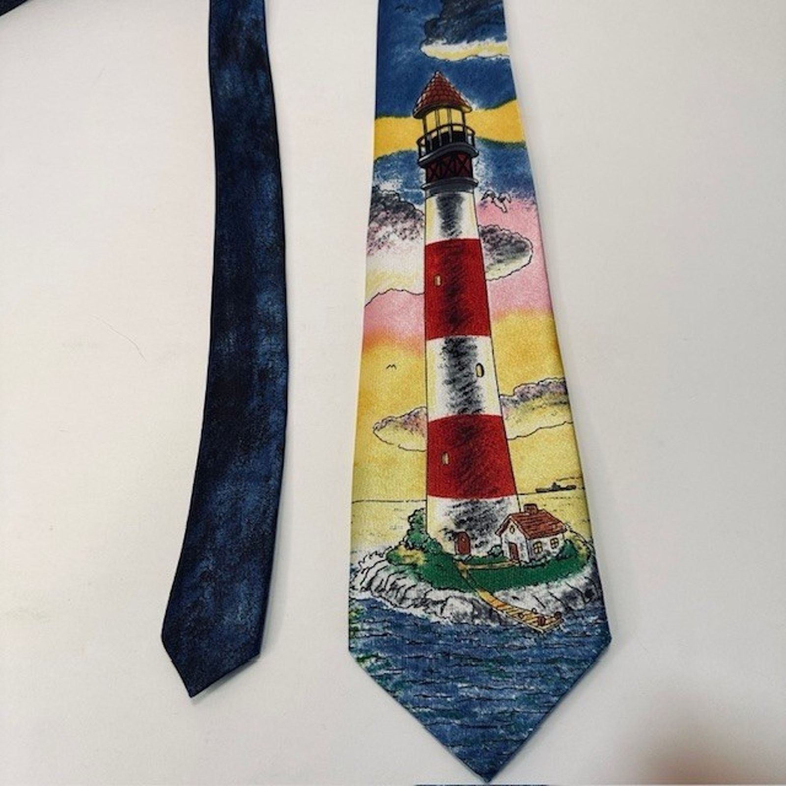 Other Funtyme Men's Necktie Tie Polyester Lighthouse 60" x 3 3/8" Size ONE SIZE - 2 Thumbnail
