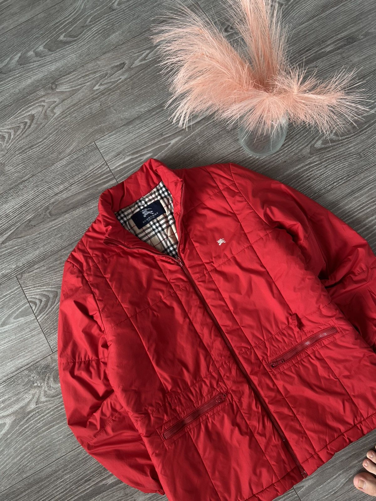 Burberry × Vintage ‼️VINTAGE BURBERRY FULL CELL RED WARM WINTER JACKET‼️ Size M / US 6-8 / IT 42-44 - 3 Thumbnail