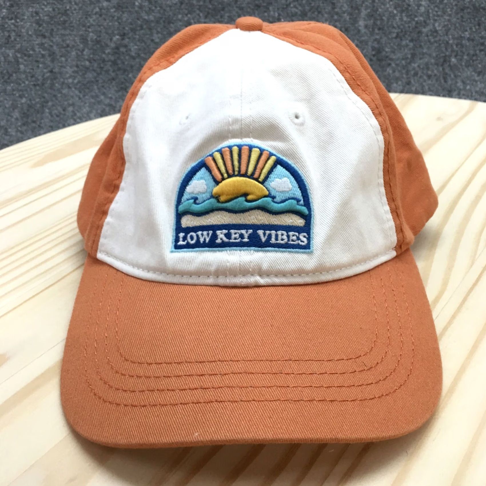 American Eagle Outfitters American Eagle Outfitters Baseball Cap Mens Orange OS Embroidered Low Key Vibes Size ONE SIZE - 2 Thumbnail
