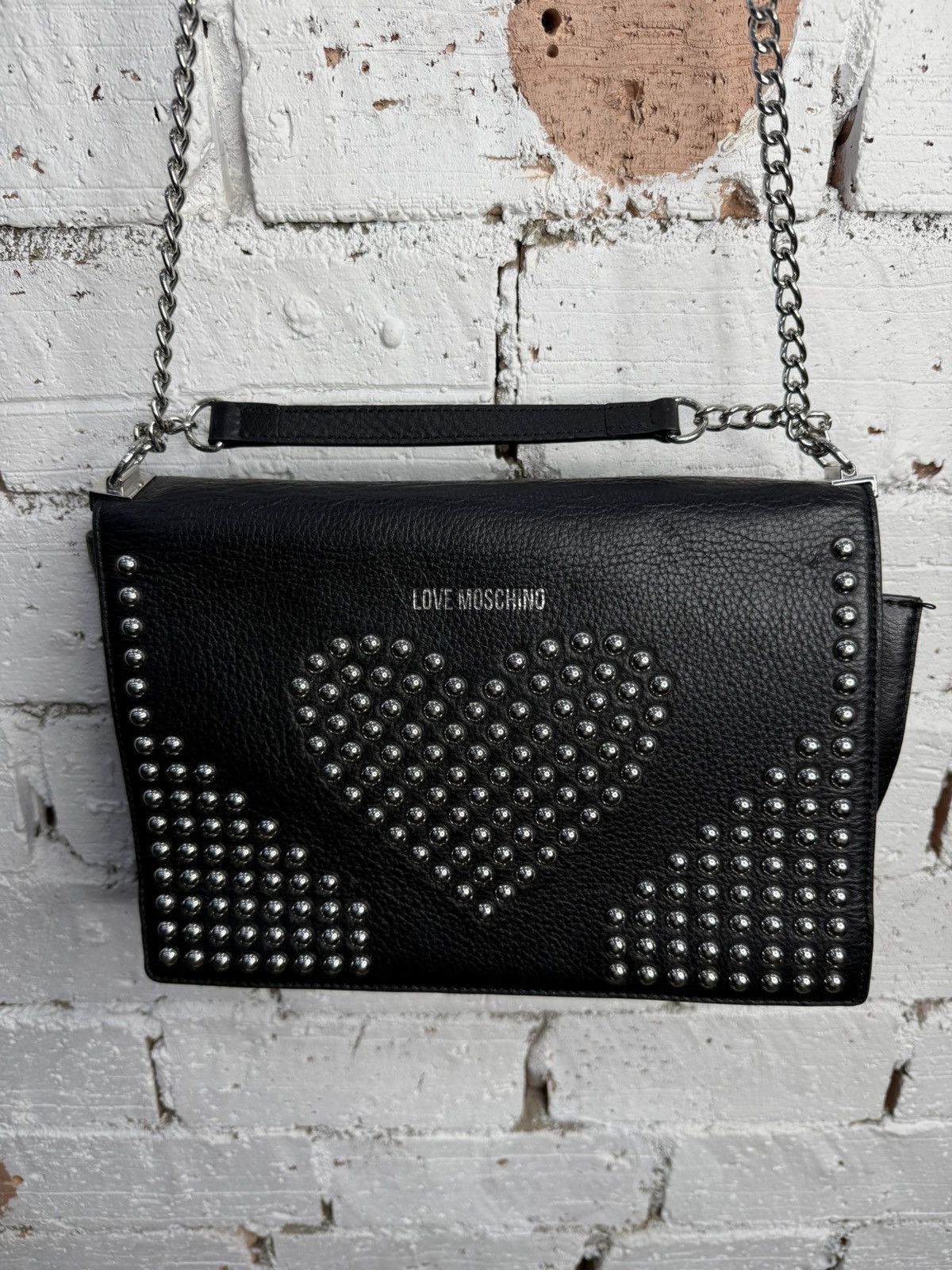 Moschino Love Moschino Leather Studded Heart Chain Strap bag Size ONE SIZE - 3 Thumbnail