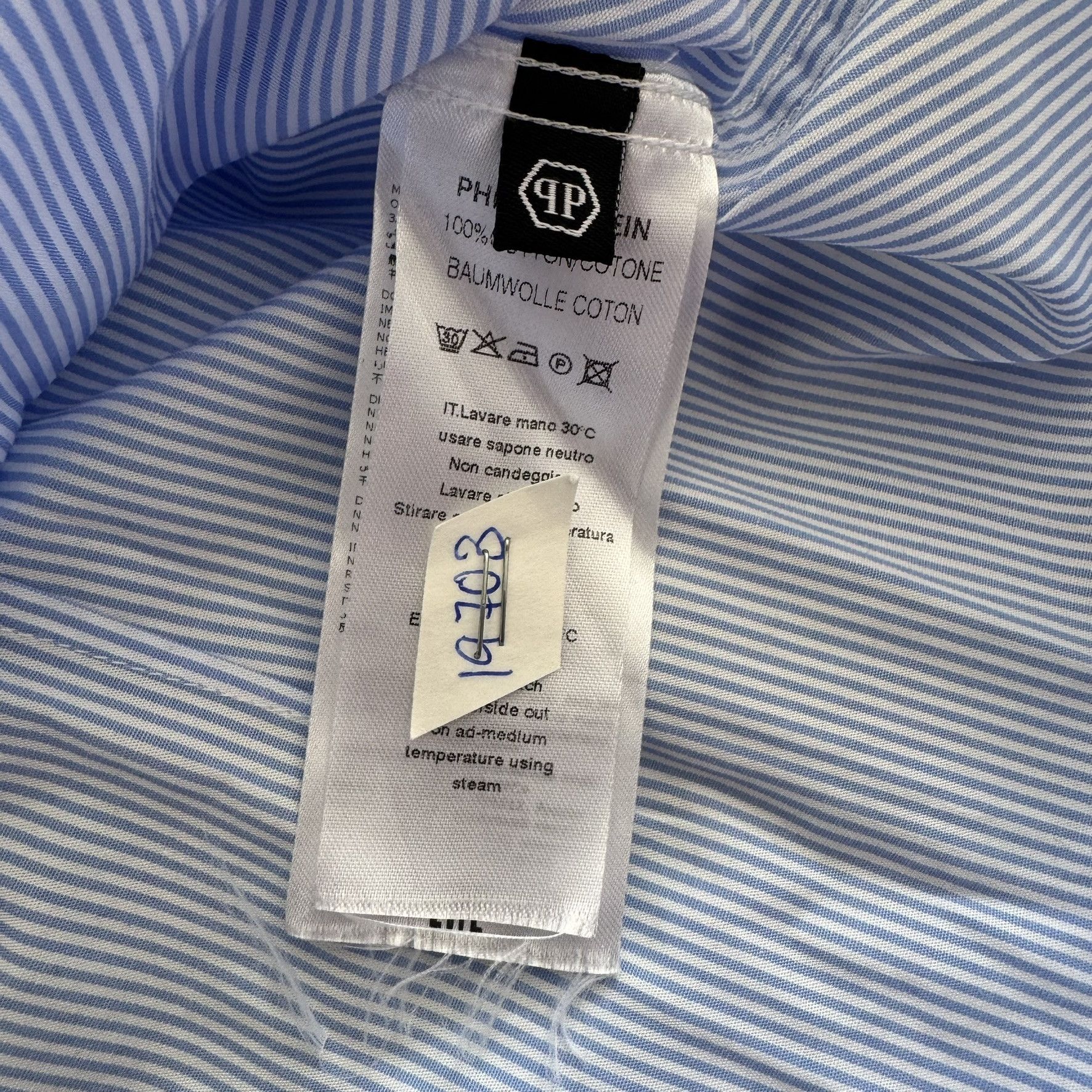 Philipp Plein Philipp Plein Striped Shirt w/ White Placket – Size L Size US L / EU 52-54 / 3 - 8 Thumbnail