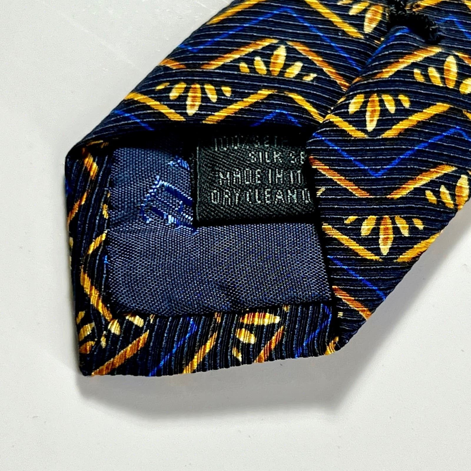 Altea Altea Milano Men's Tie Blue Gold Silk Striped Woven Necktie Size ONE SIZE - 8 Thumbnail