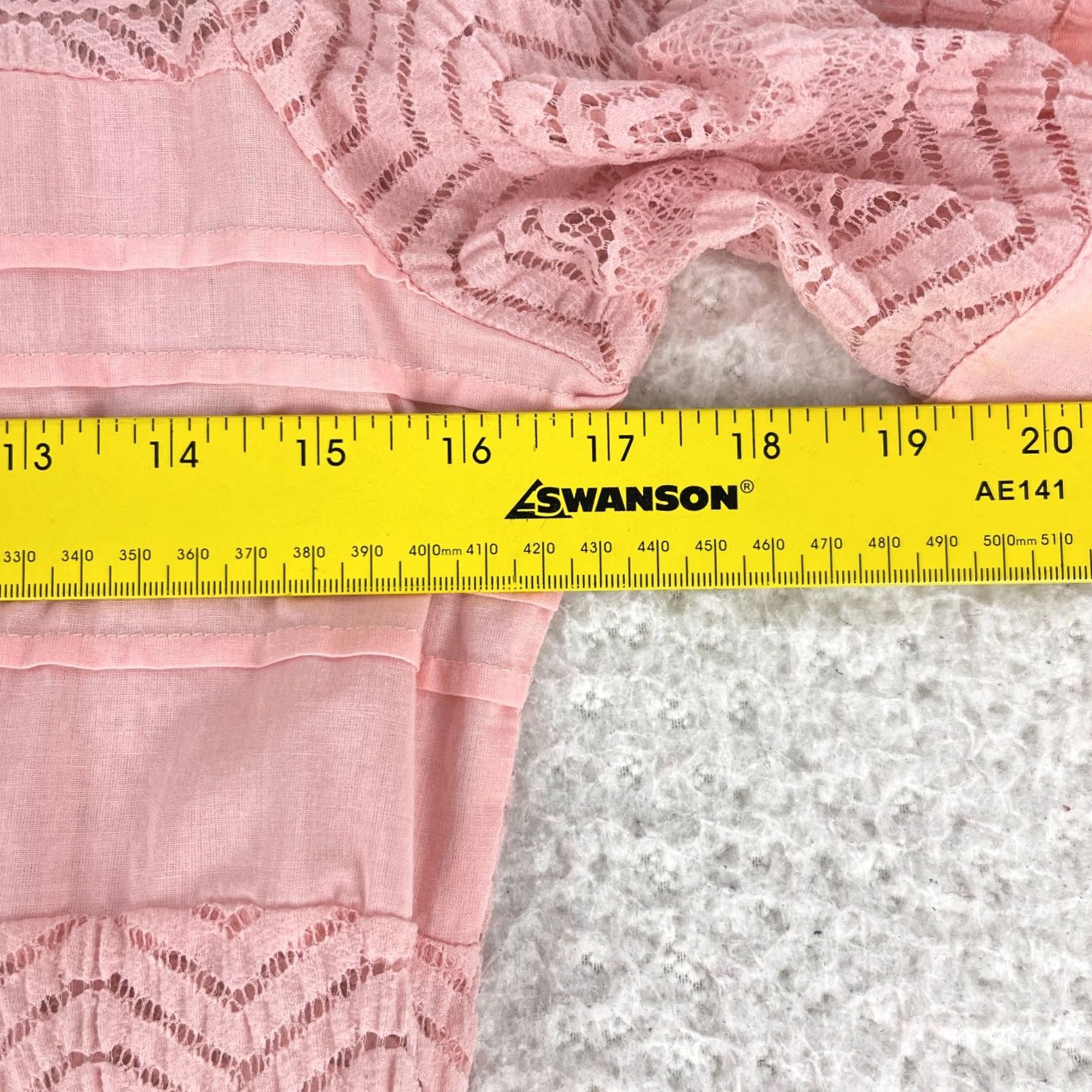 Vintage Kimchi Blue Pink Lace A-Line Dress Womens Medium Bell Sleeve Ruffle Floral Casual Bohemian Short Dress Size M / US 6-8 / IT 42-44 - 6 Thumbnail