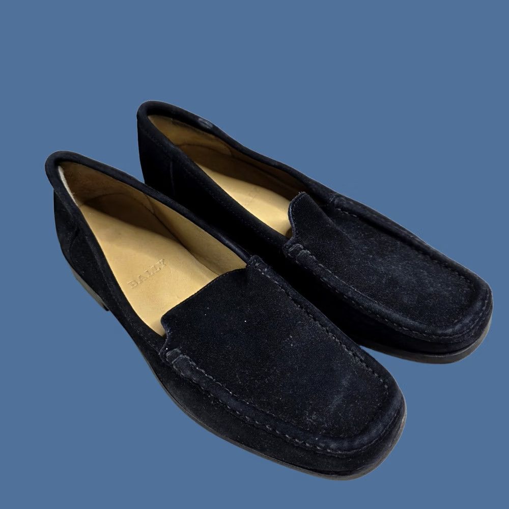 Bally Bally Black Suede Slip On Loafers Women's 5.5 Loafer Slip On Suede Flat E Size 5.5 Black Bally Women's Shoes Size US 6 / IT 36 - 1 Thumbnail
