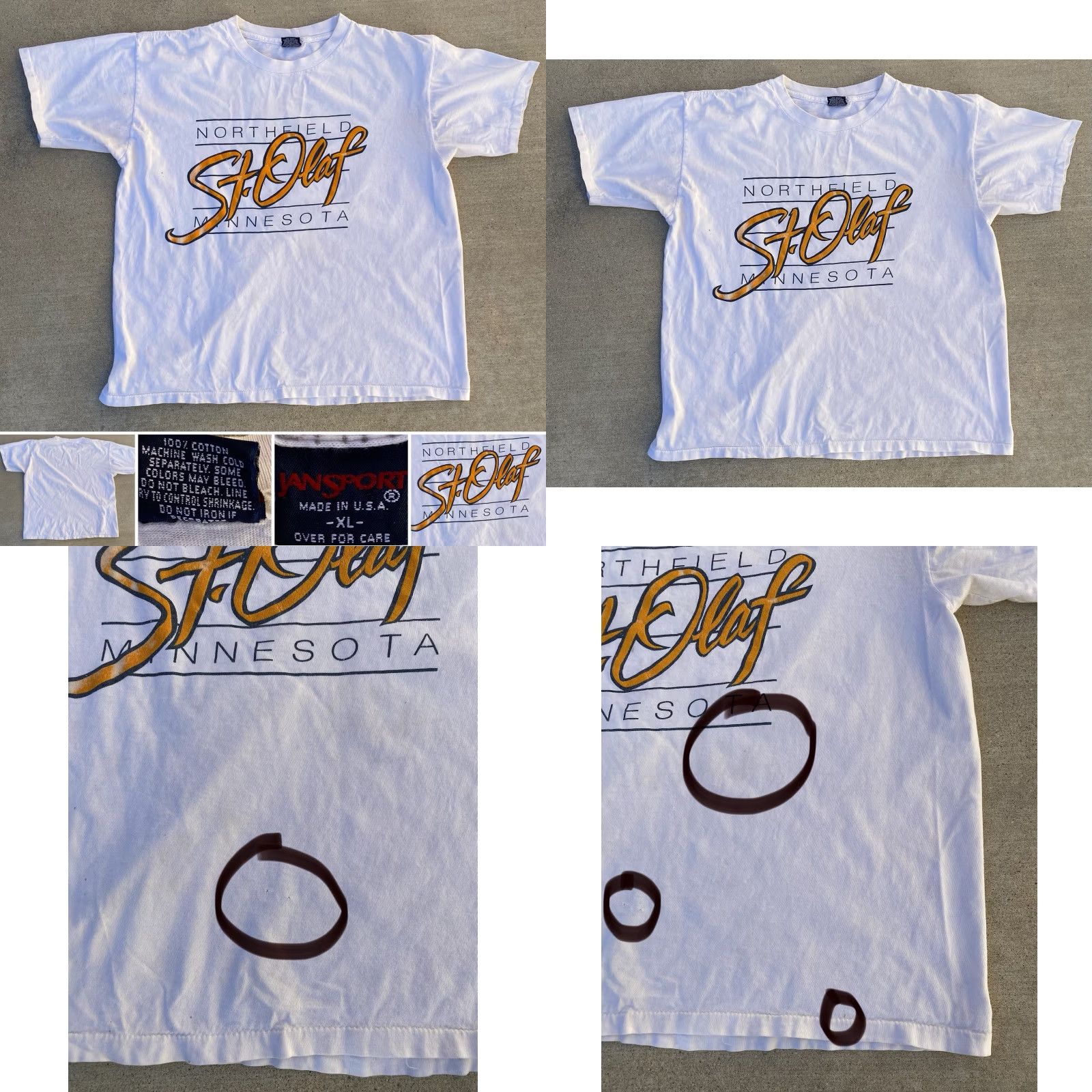 Jansport VINTAGE Jansport St Olaf College USA T-Shirt XL Shirt Men White 1980s 1989 USA College Graphic Print Vintage Size US XL / EU 56 / 4 - 8 Thumbnail