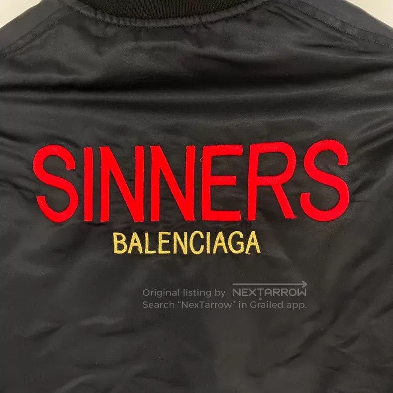 Balenciaga Balenciaga Back Sinners embroidered lettering flight jacke Size US S / EU 44-46 / 1 - 5 Thumbnail