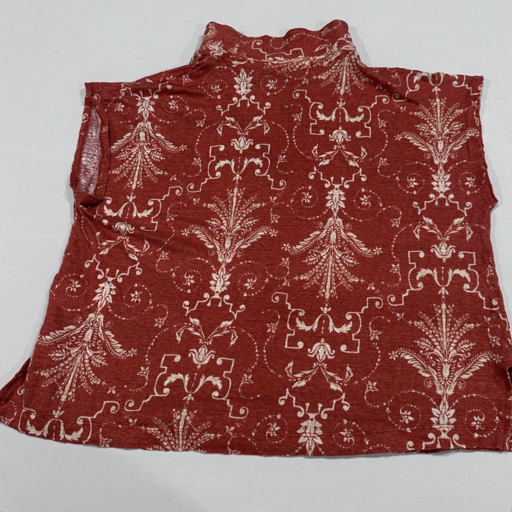 Vintage Tahari Blouse XL Orange 100% Linen Sleeveless Collared Floral Lightweight Casual Travel Women's XL Orange Linen Blouse Tahari Size XL / US 12-14 / IT 48-50 - 3 Thumbnail