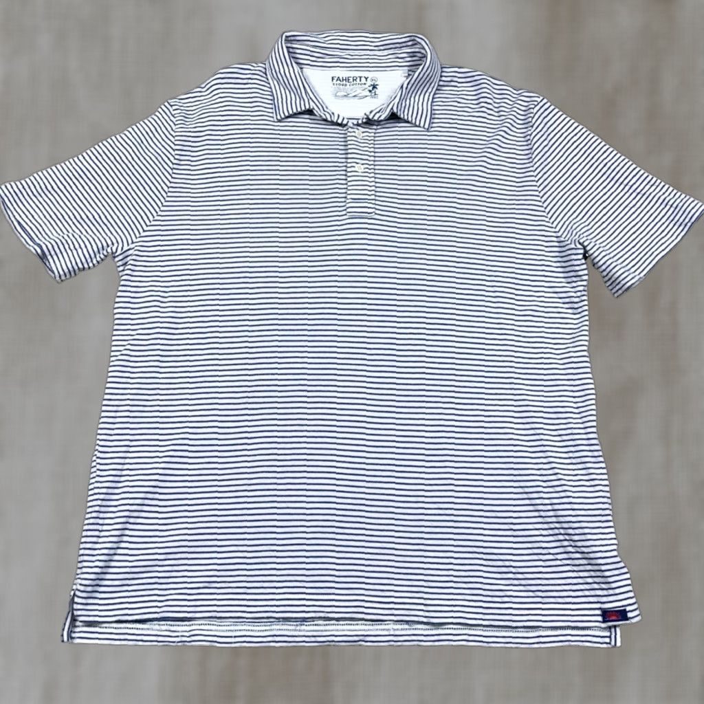 Faherty Faherty Polo Shirt Men XL White Blue Striped Cloud Cotton Soft Casual Preppy Polo Shirt Men XL White Blue Striped Cloud Cotton Soft Casual Preppy Size US XL / EU 56 / 4 - 1 Thumbnail