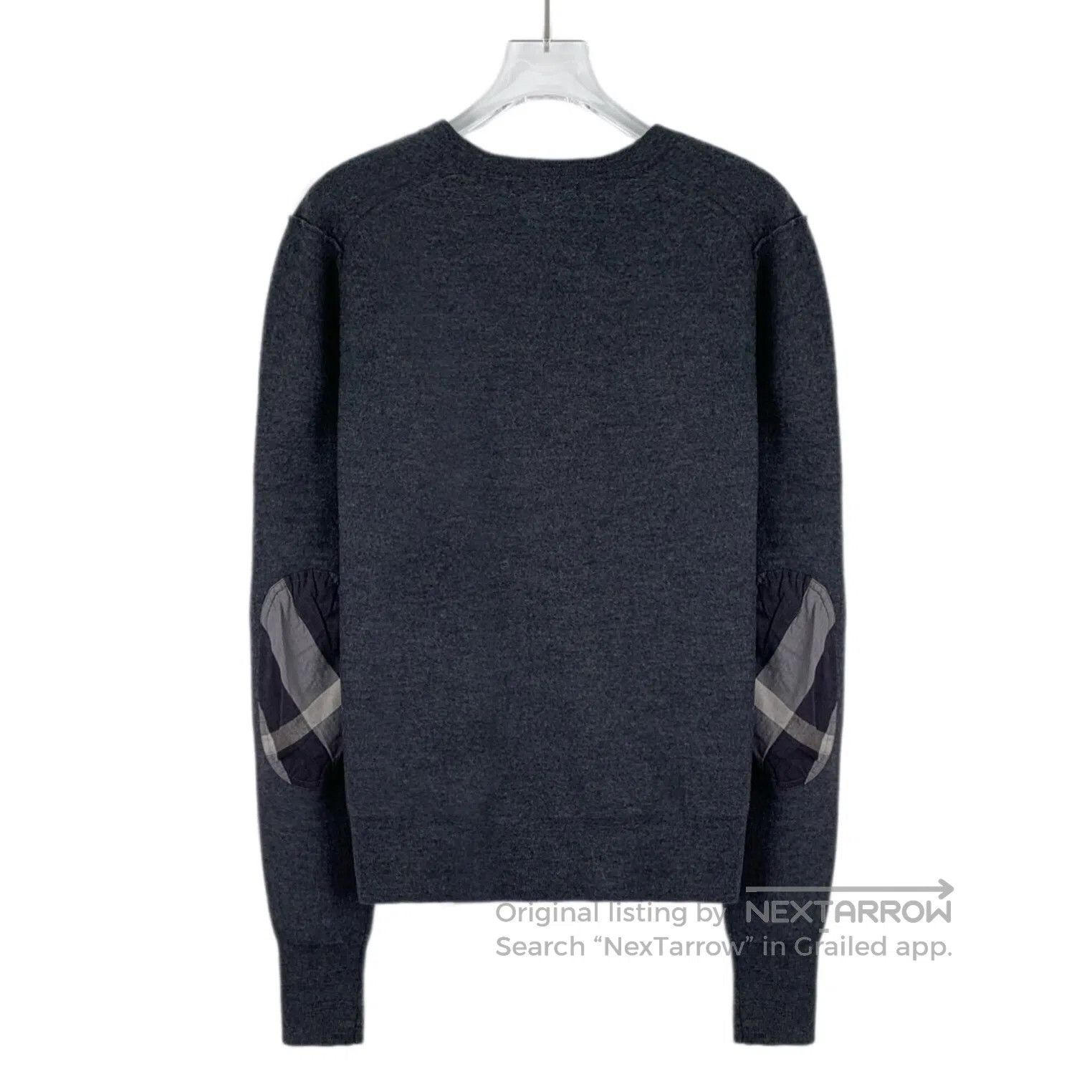 Burberry Burberry Dark Gray Plaid Wool V-Neck Long Sleeve Knit Top| Size US S / EU 44-46 / 1 - 2 Thumbnail