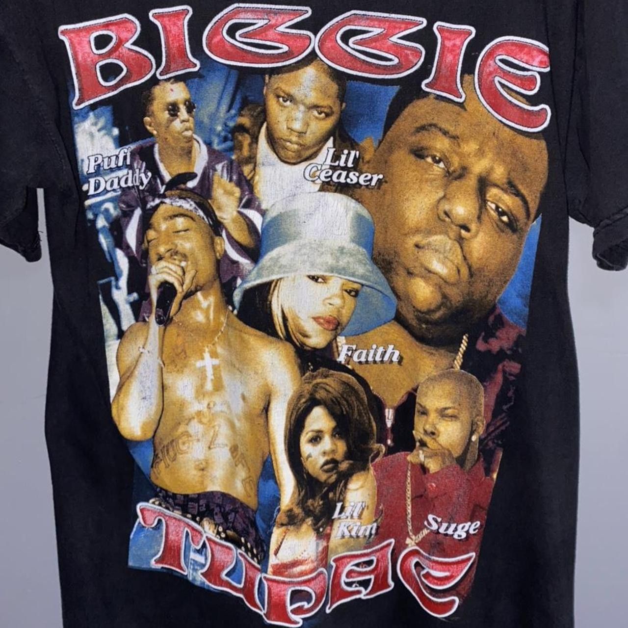 Vintage Vintage 2pac 2 Pac Tupac Biggie Smalls lightning rap tee 90s Size US XL / EU 56 / 4 - 1 Thumbnail