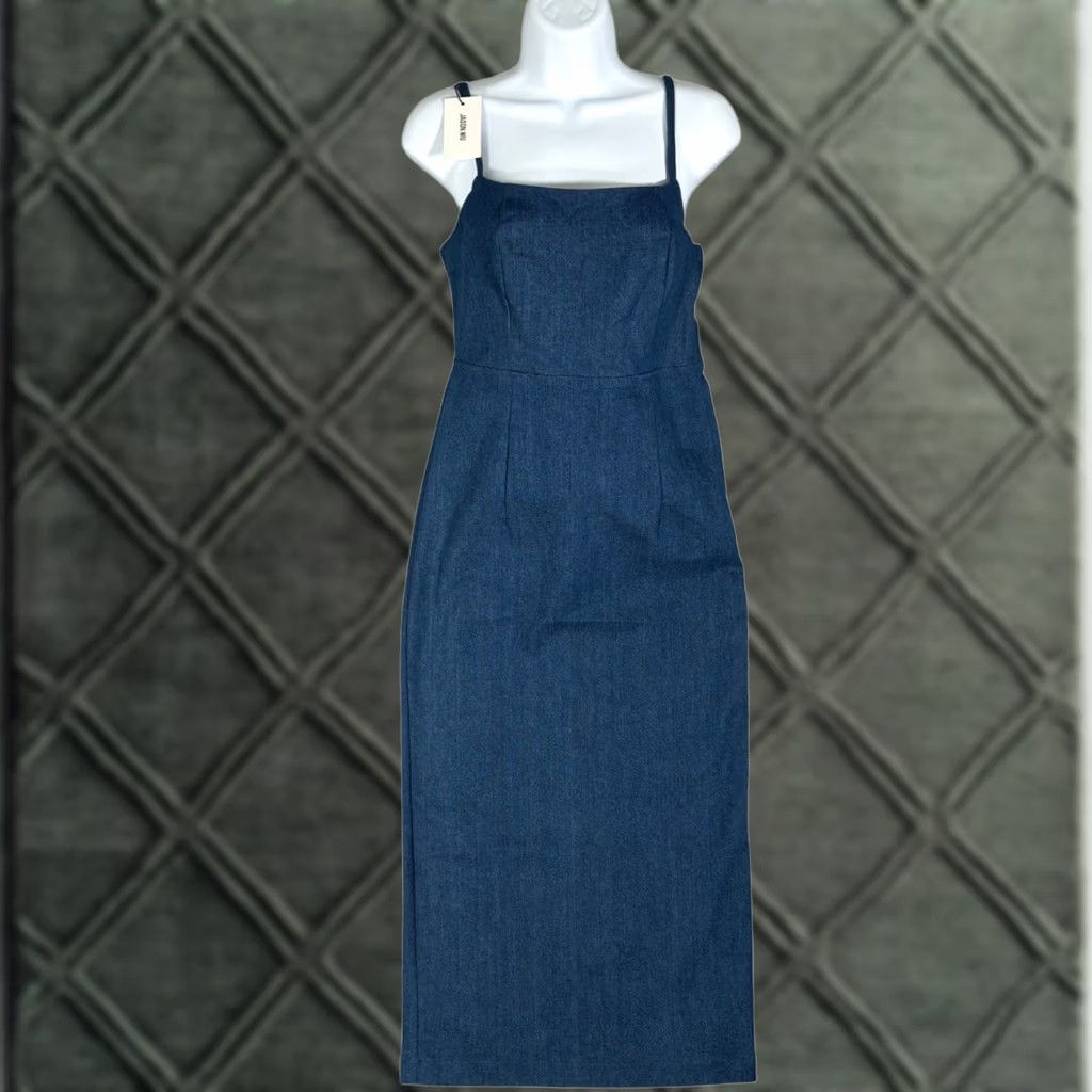 jason wu denim dress Jason Wu Women XS Indigo Blue Midi Pencil Square Neck Adjustable NEW Champagne Dupioni transforms denim into a Vivid Eden Spring/Summer Women's Ebay SIZE:29/30