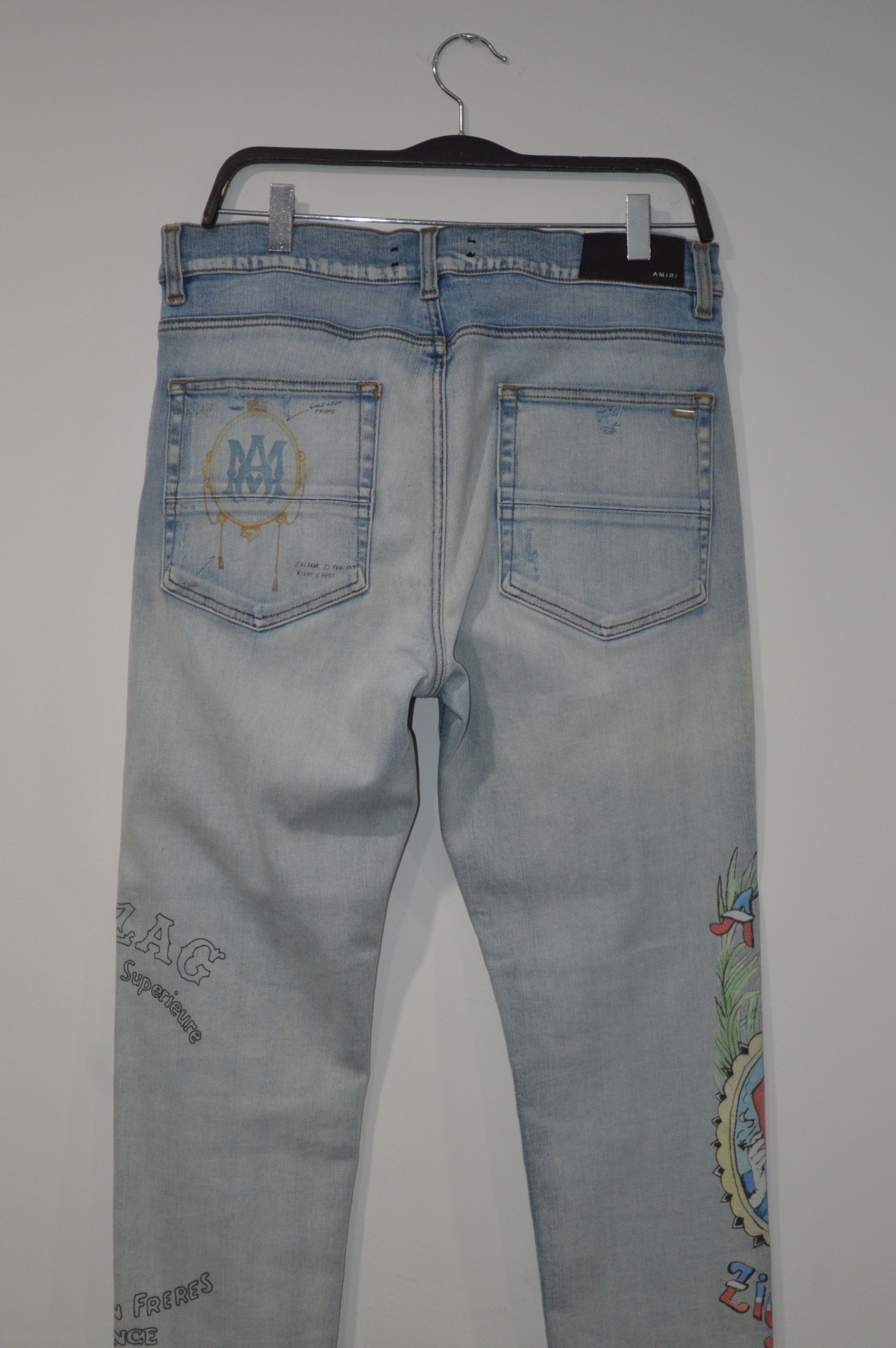 Amiri AMIRI (Zig Zag Light Indigo Jeans) Size US 34 / EU 50 - 2 Thumbnail