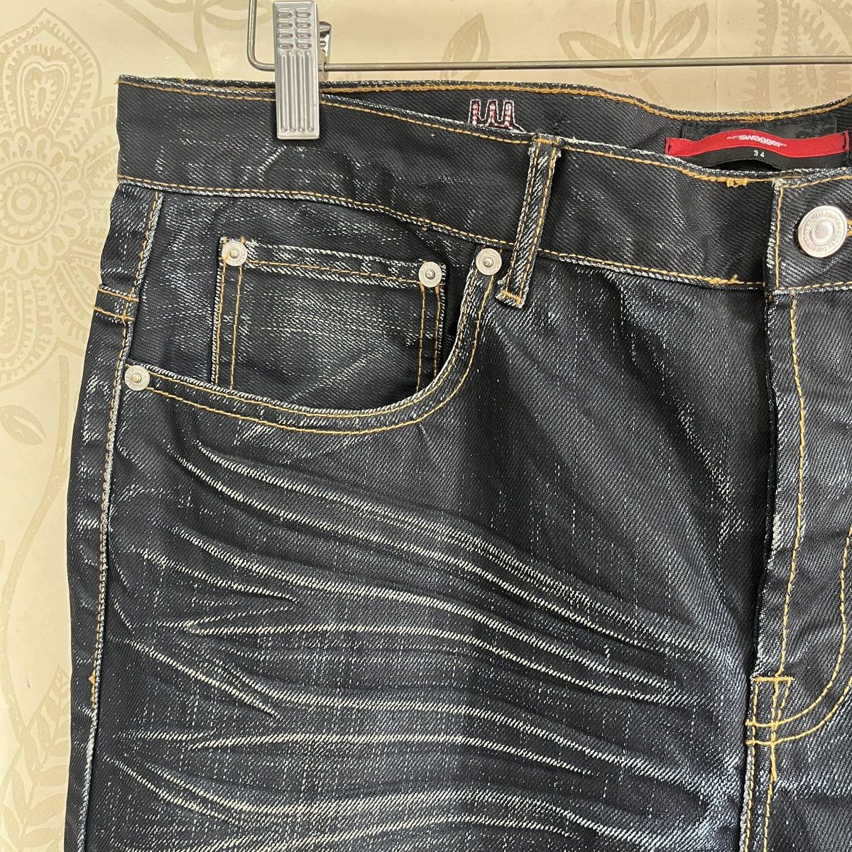 Swagger Acid Wash Faded Black Swagger Buttons Denim Size US 34 / EU 50 - 12 Thumbnail