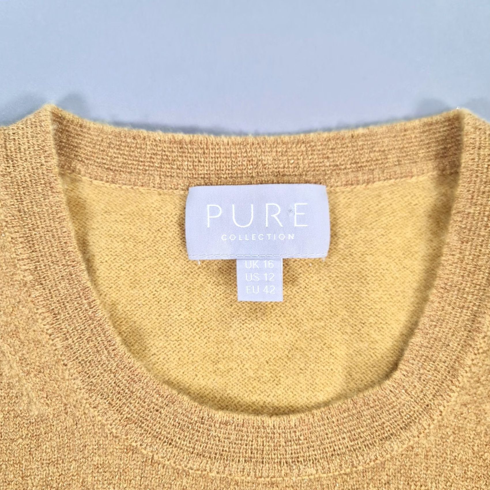 Vintage VINTAGE? No — Pure Collection Jumper Pullover Yellow 16 UK Cashmere Knit Crew Neck Womens Size XXL / US 16-18 / IT 52-54 - 3 Thumbnail