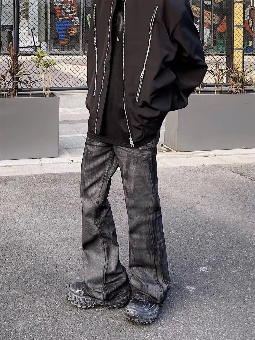 Japanese Brand Heavyweight washed and waxed micro flare jeans Size US 34 / EU 50 - 4 Thumbnail